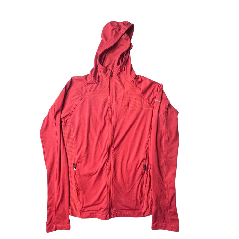 Columbia Hoodie‎ Womens M Red Omni-Wick AL6013 Full Zip Activewear Thumbhole